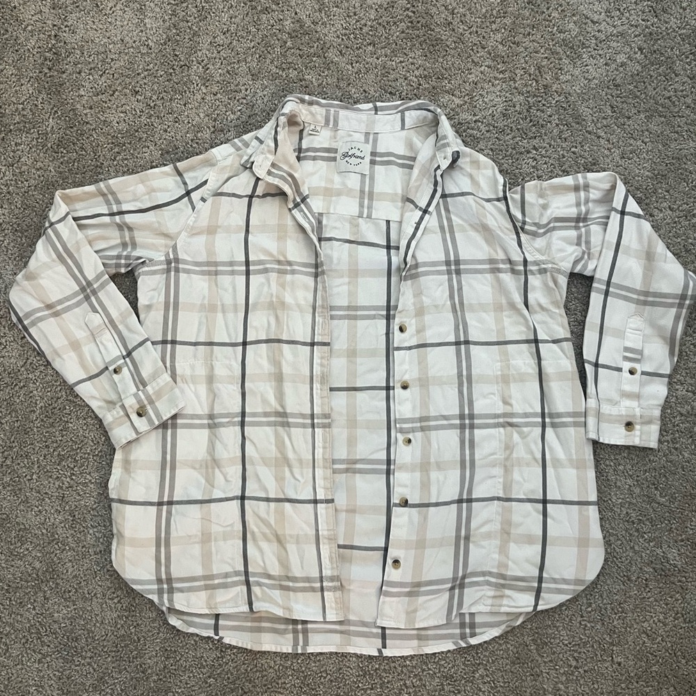 Jachs White and Gray Casual Button Down Shirt
